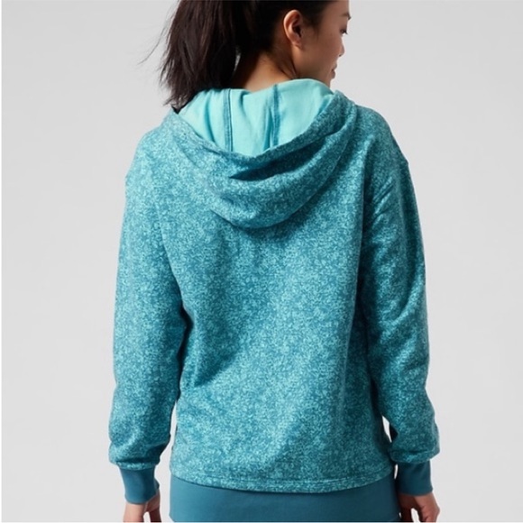 Athleta Sundown Alliance Hoodie Sweatshirt Small Flower Blue Texture Borealis - Picture 2 of 8